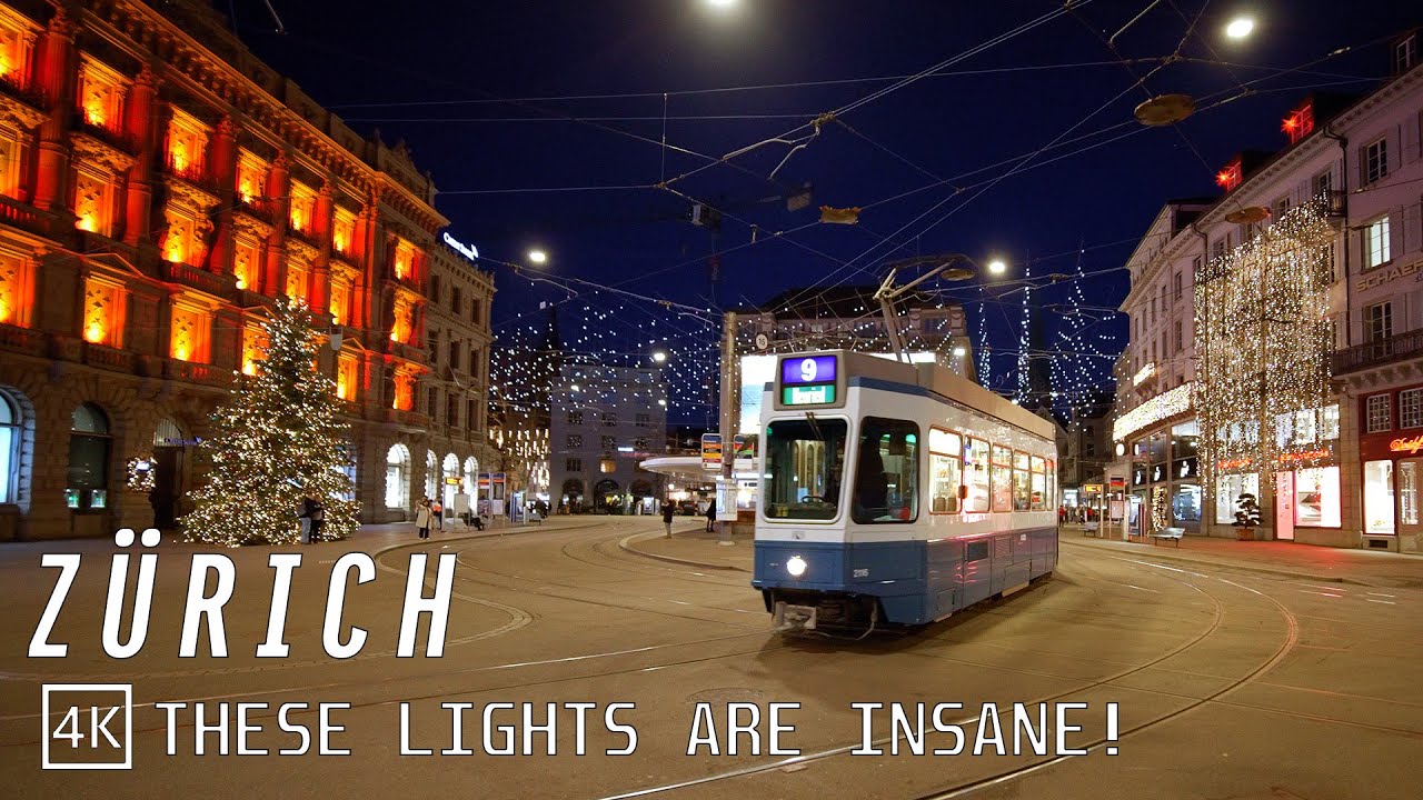 Zürich Bahnhofstrasse 🇨🇭 At Christmas Time🎄 Is Amazing With Epic Lucy Lights Above The Streets 4K