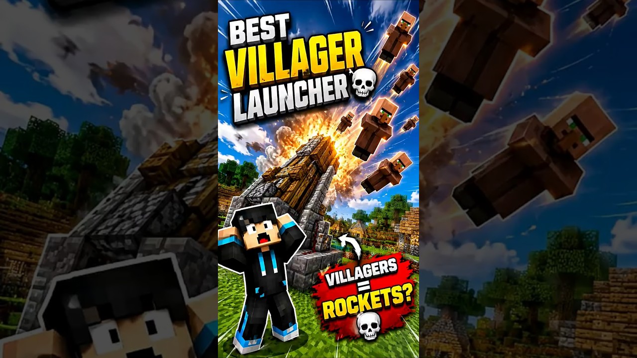 Minecraft Villager Launcher💀 #minecraft #shorts #viral #trending