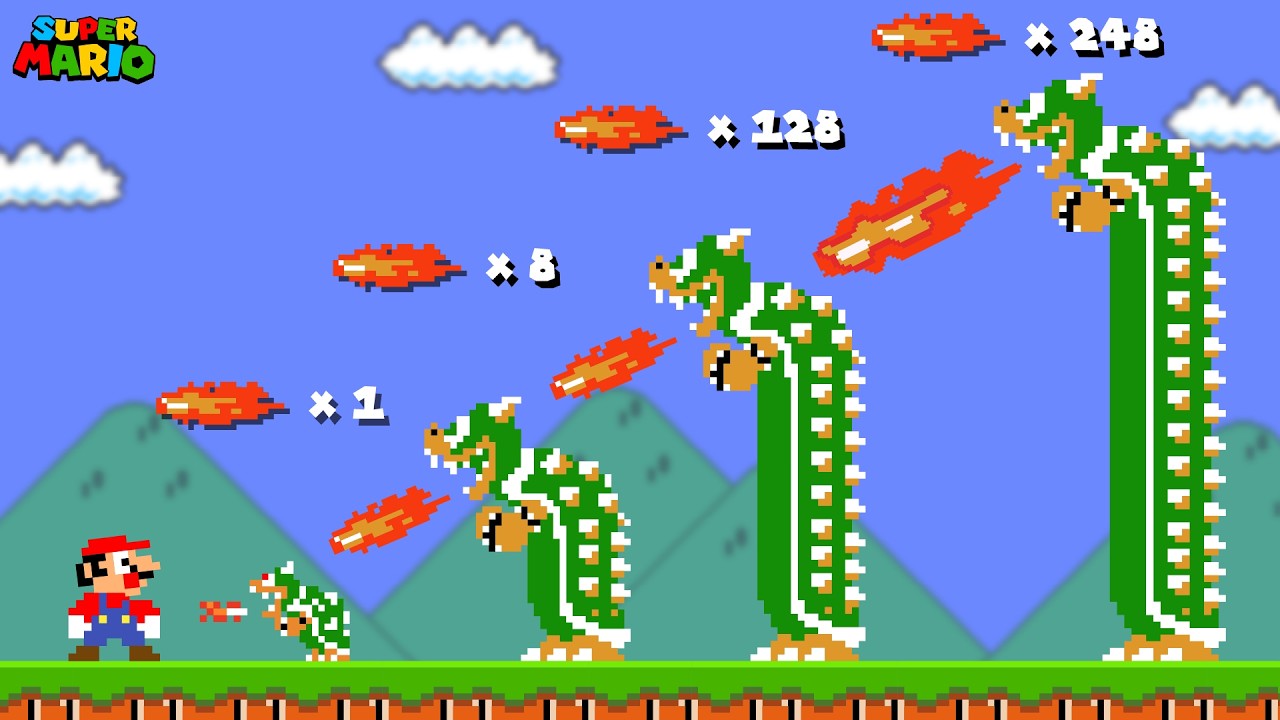 Super Mario Bros., but Every Time Bowser Fires, He Gets TALLER!