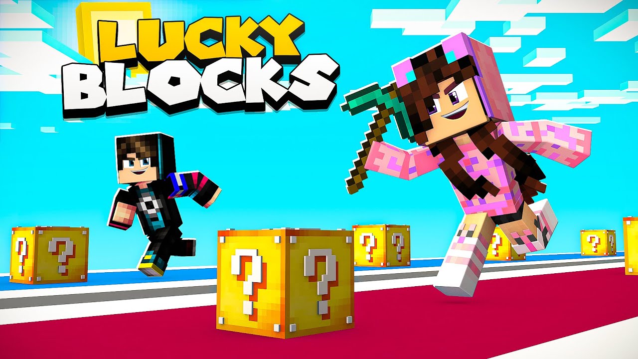 CARRERA de la SUERTE en MINECRAFT 😱 DESAFÍO de LUCKY BLOCKS 💥 Sandra Cires Play VS HaroldArtistPlay