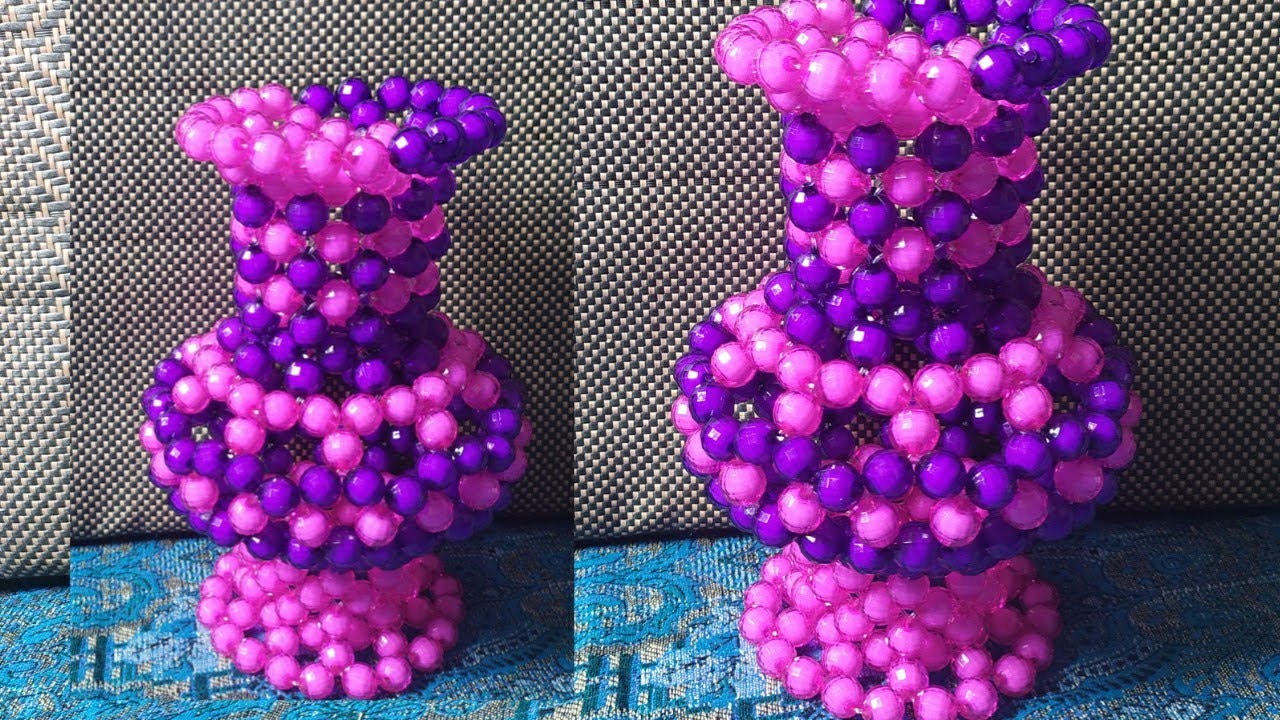 পুঁতির কাজ, পুঁতির ফুলদানি তৈরি /How to make beaded putir flower vase/putir fuldani/putir  kaj.