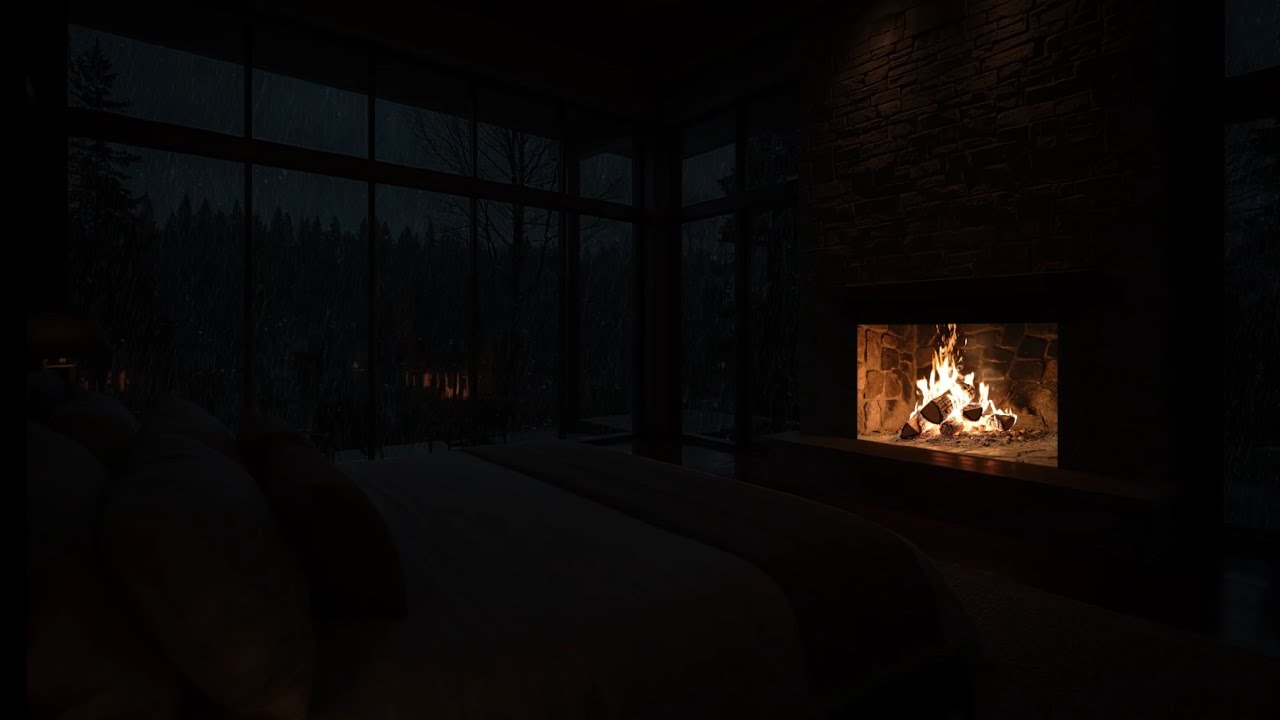 Drift Off Fast with Calming Rain & Fireplace Sounds 🌧️🔥Deep Sleep & Night Relaxation