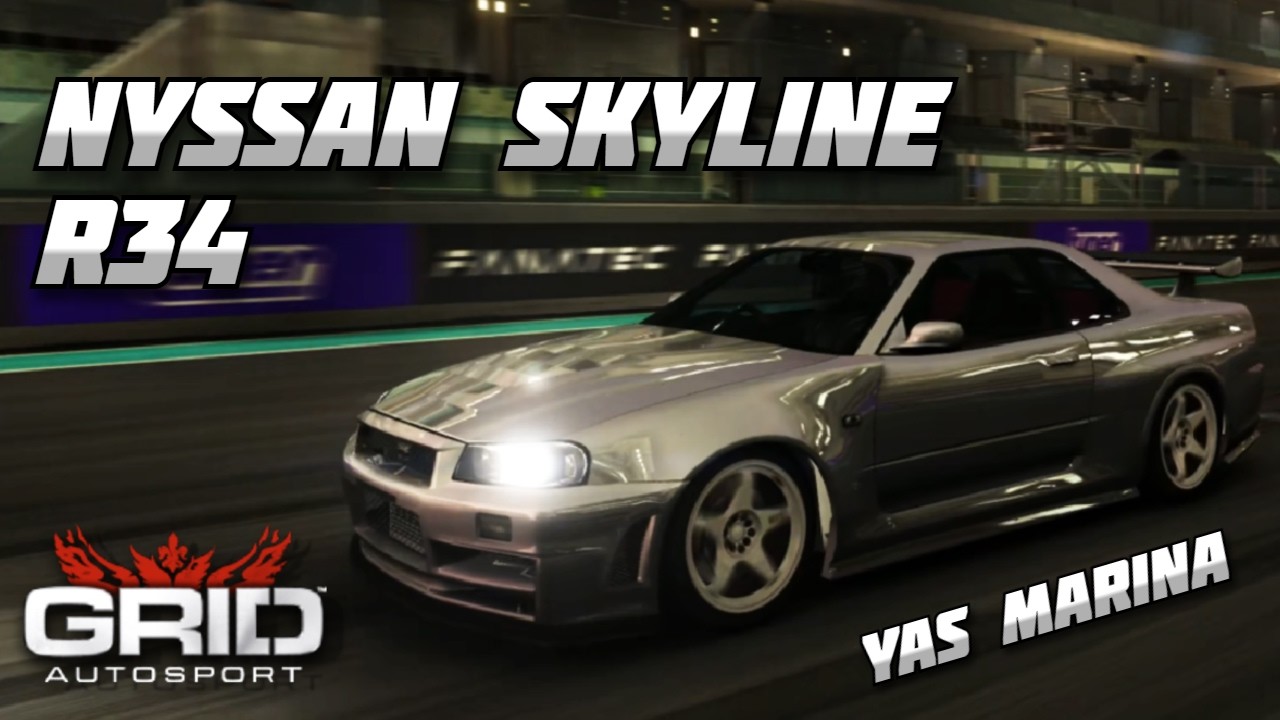 [4K] Nissan Skyline R34 - Yas Marina practice lap run | Grid Autosport