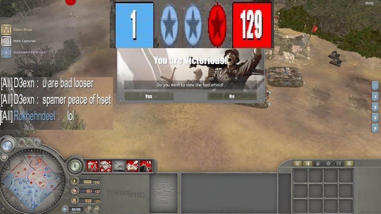 Company of Heroes - D3exn losing game by 1 v.p.