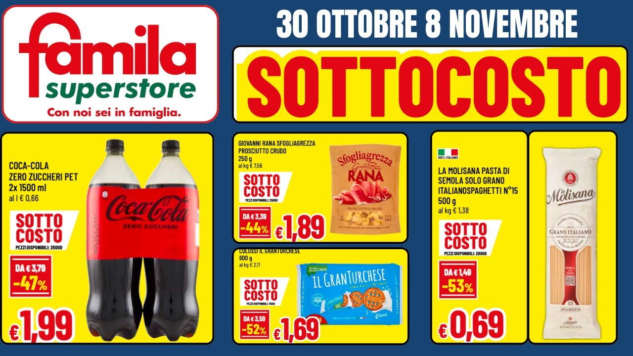Volantino Famila dal 30 Ottobre al 8 Novembre #anteprima 🔥 Sottocosto 🟩⬜️🟥 Indirizzi e Promo