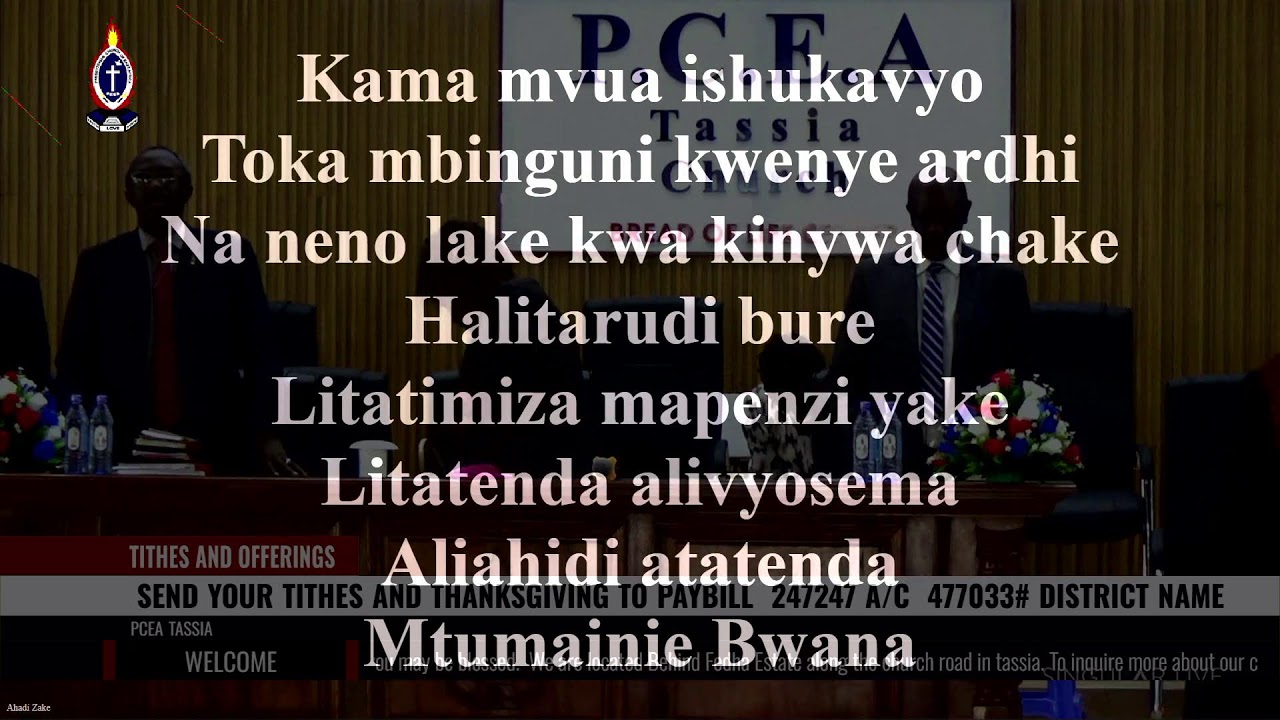 wecome  to  sunday 2nd service  15th March  2026 at PCEA tassia church