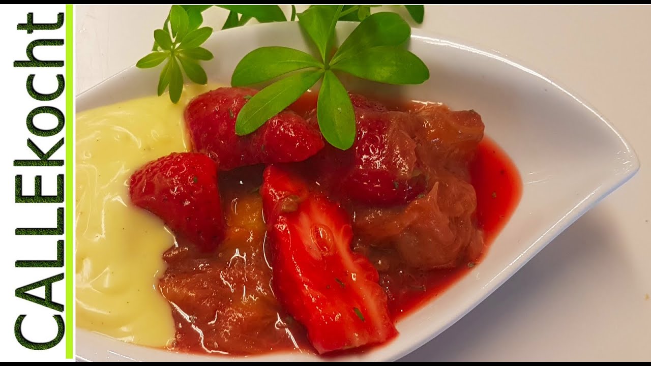 Rhabarberkompott einfach mit Erdbeeren kochen - Rezept