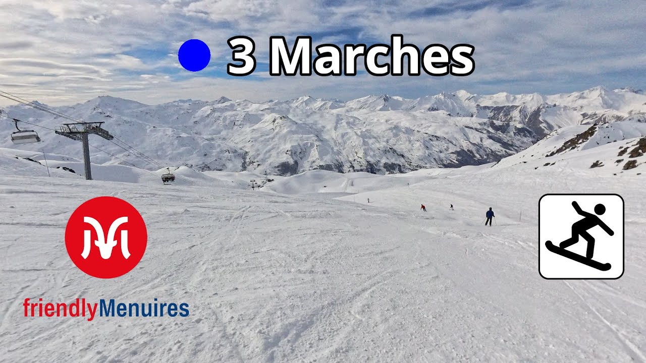 Snowboarding Les Trois Vallées, Les Menuires - Granges to ROC 1 -  3 Marches, La Violette