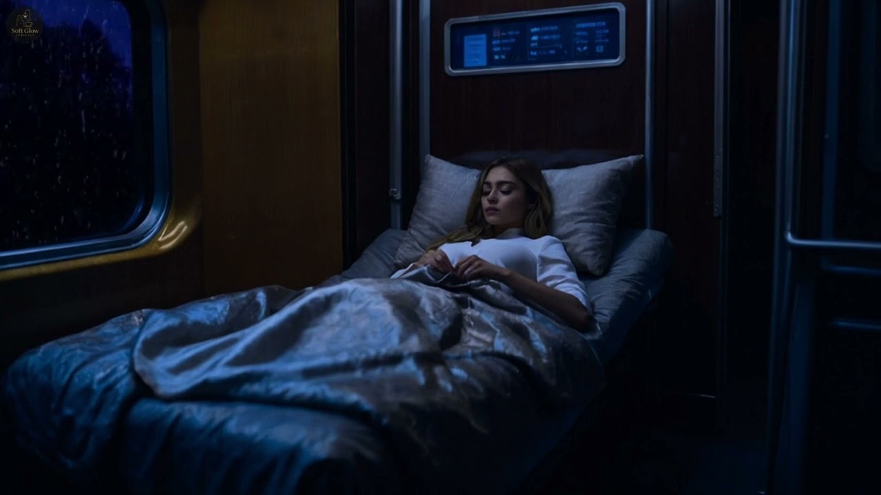 Soft Glow Ambience | Gentle Rain & Soft Music • Night Train Sleep Atmosphere