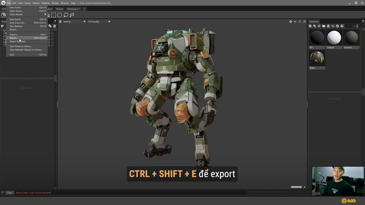 TỰ HỌC 3D HARD SURFACE | Hướng dẫn Export Marmoset Viewer