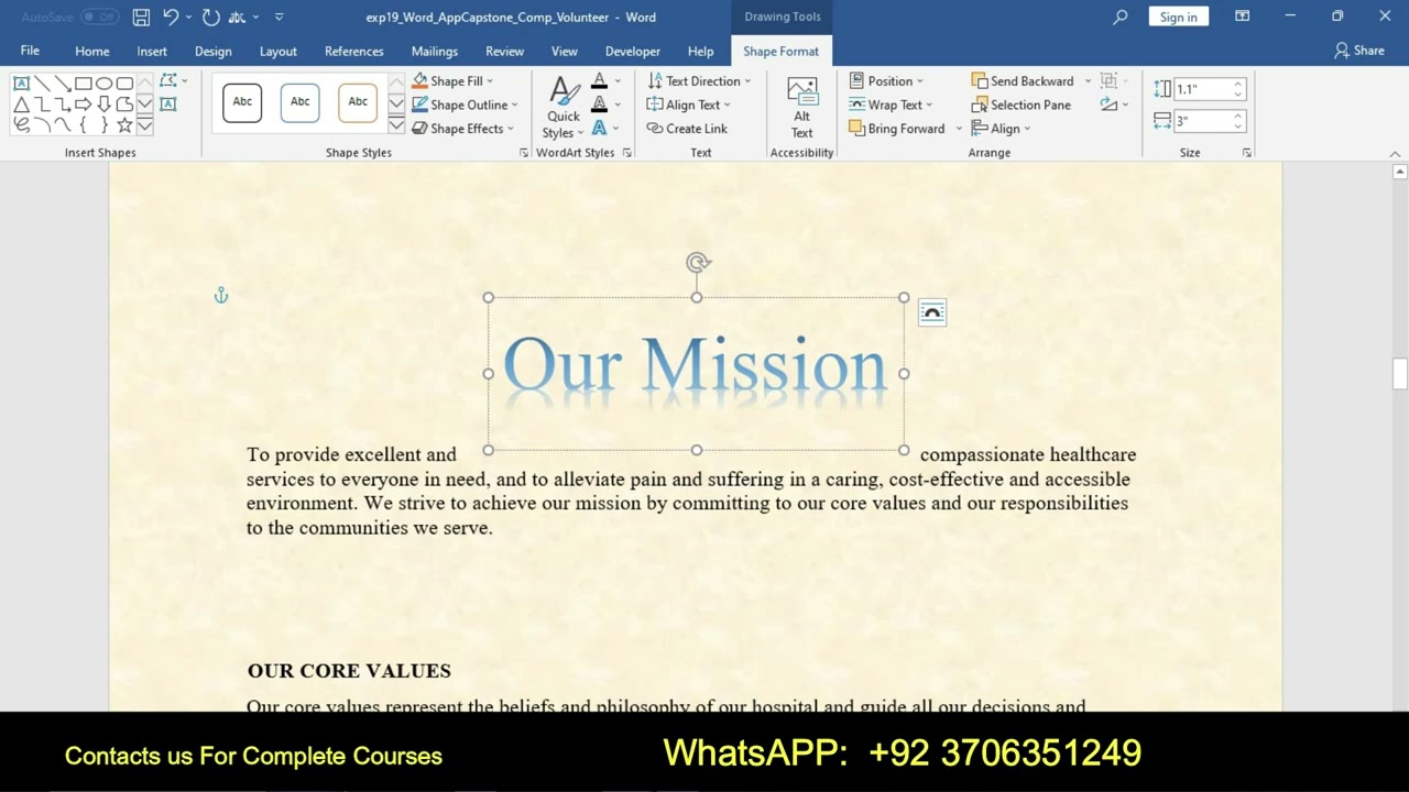 Exp19_Word_AppCapstone_Comp - Volunteer 1.1 | AppCapstone_Comp - Volunteer  | @Myitlabsolutions512
