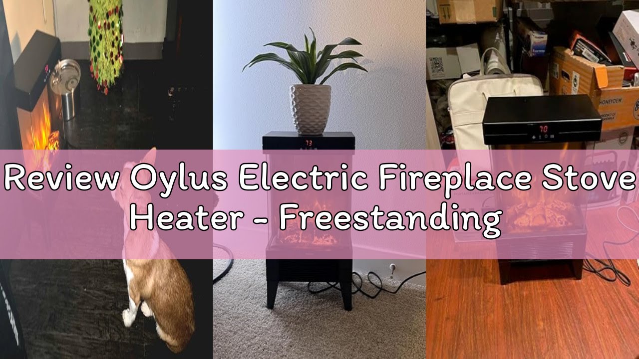 Review Oylus Electric Fireplace Stove Heater - Freestanding Fireplace Heater for Indoor Use with Rea