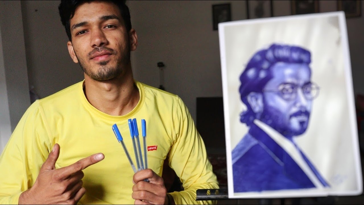 Realistic drawing with 2rs BALL PEN  CHALLENGE // DRAWING SURIYA SIVAKUMAR