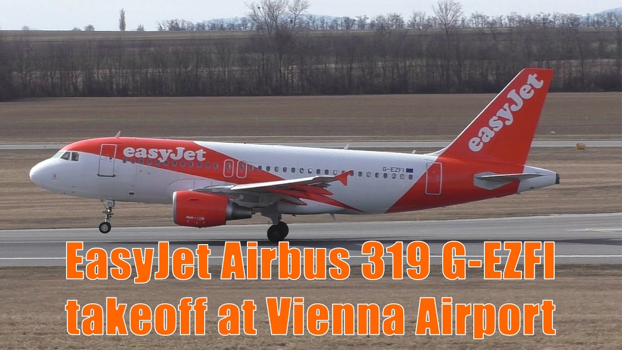 easyJet Airbus 319 takeoff at Vienna Airport | G-EZFI