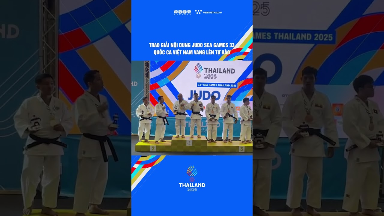 AWARD CEREMONY FOR JUDO AT THE 33RD SEA GAMES, THE VIETNAMESE NATIONAL ANTHEM PLAYED WITH PRIDE.