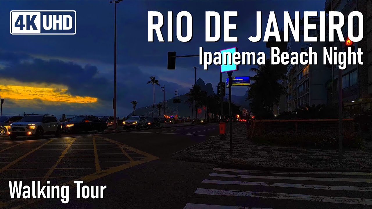 RIO DE JANEIRO Walk | Ipanema Beach After Dark 🇧🇷 | A Real Night Walk | 4K