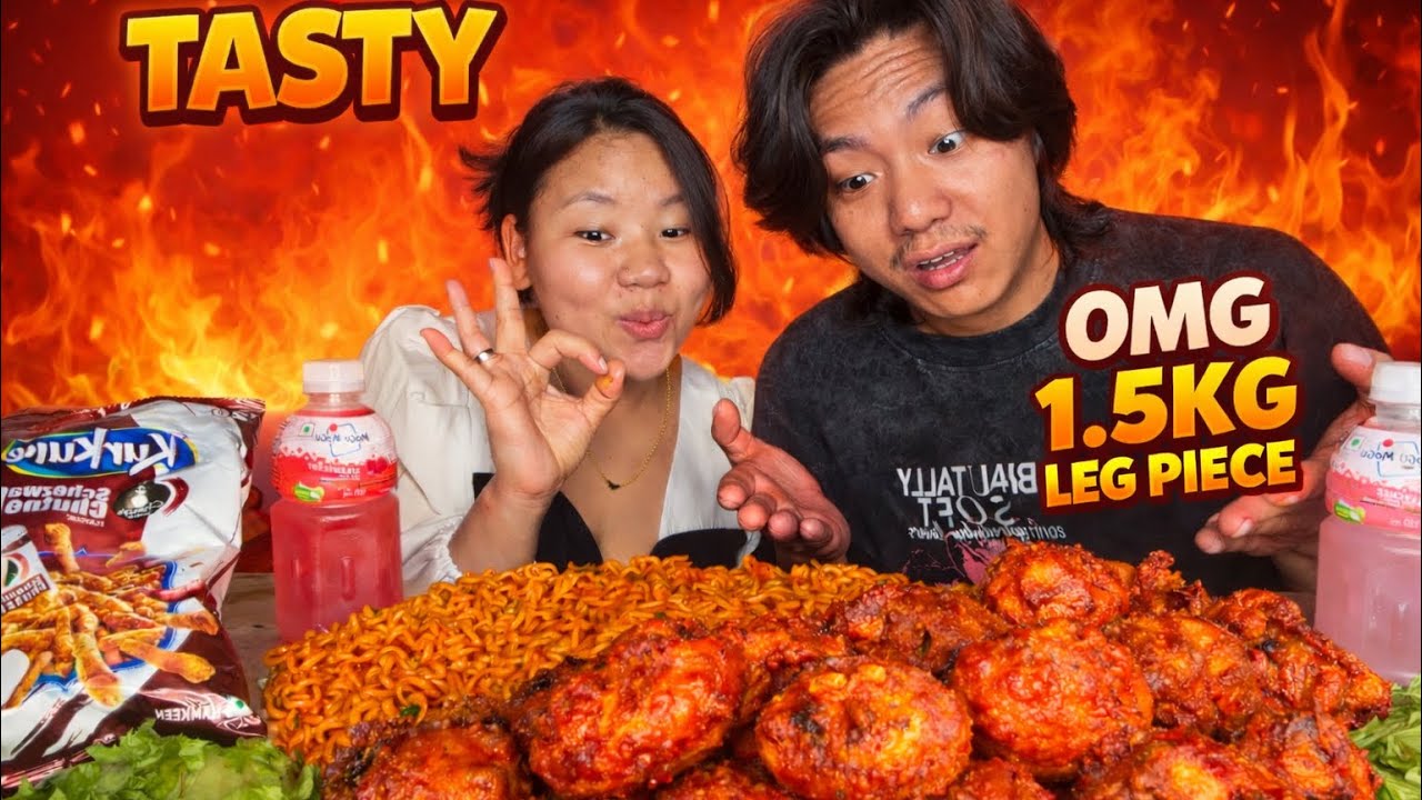 OMG 1.5KG Crispy Leg🍗Piece 😱 | Couple Mukbang 