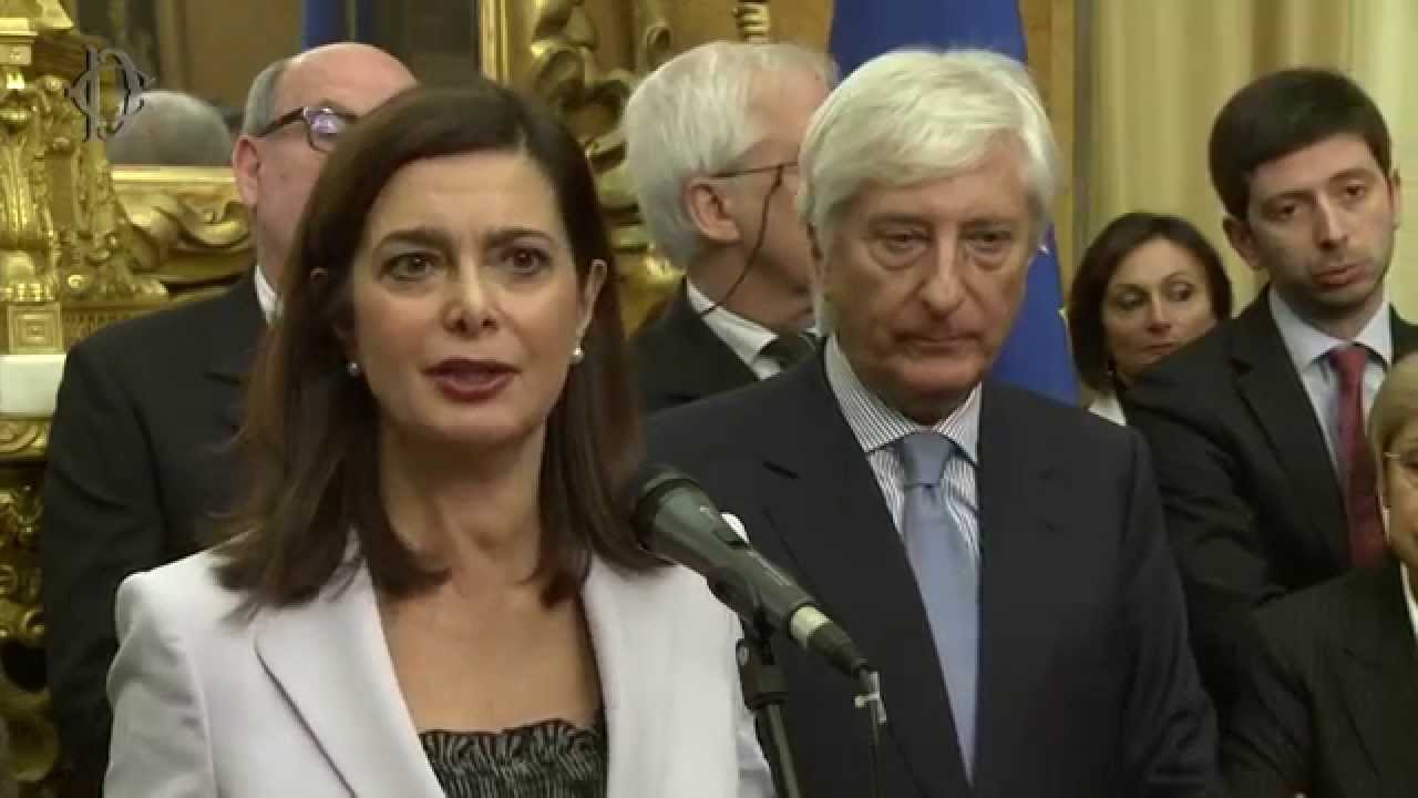 La presidente Boldrini saluta segretario generale Ugo Zampetti.