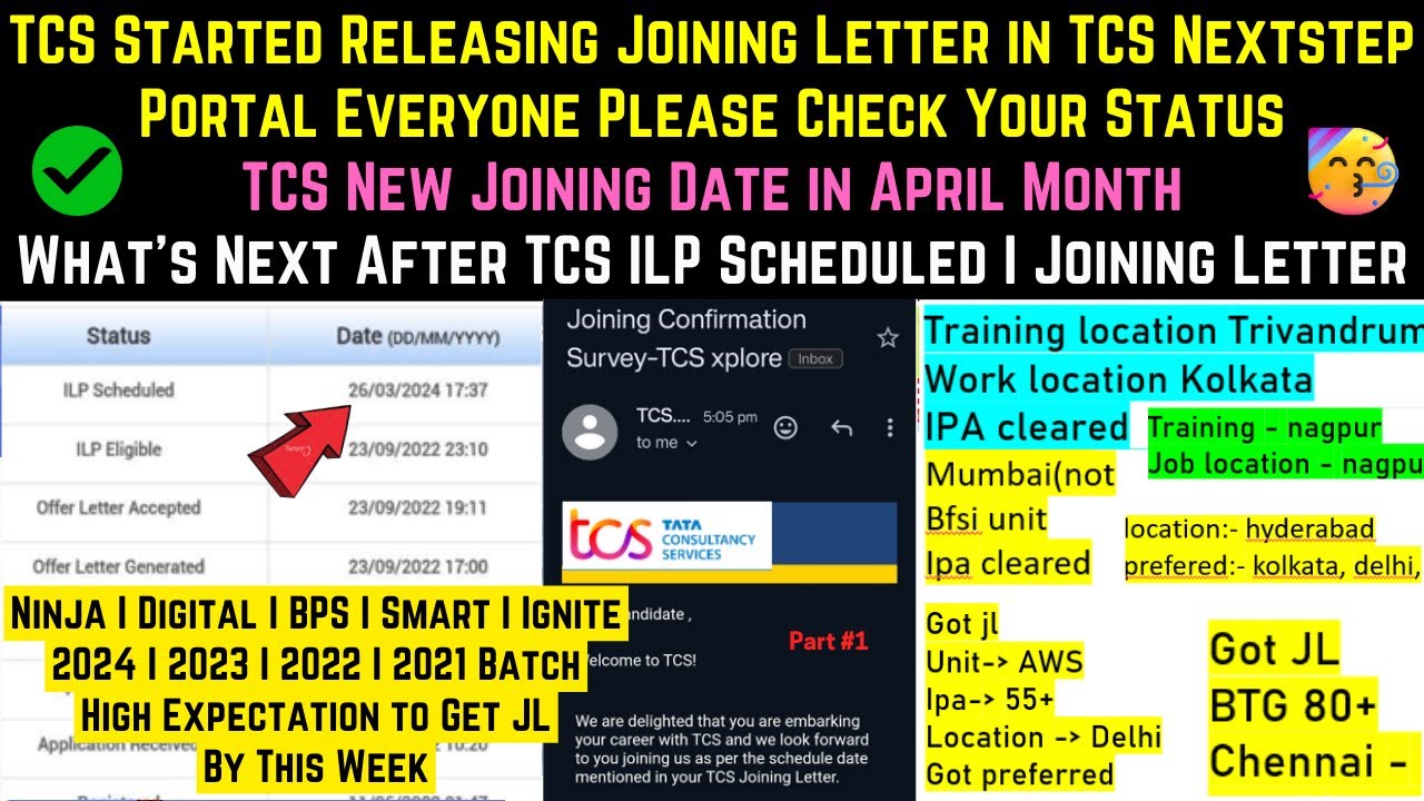 TCS Started Releasing Joining Letter in Nextstep Check Status | TCS ILP Scheduled | New Joining Date