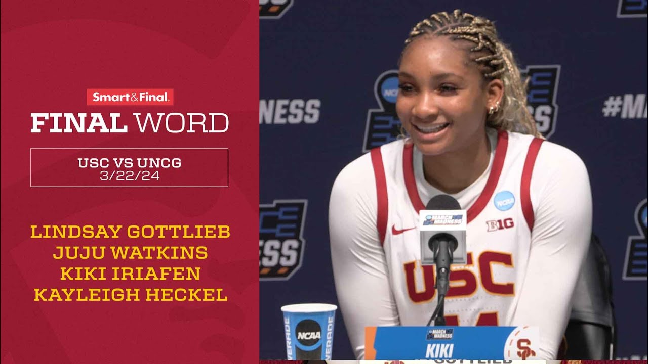 USC WBB's Lindsay Gottlieb, JuJu Watkins, Kiki Iriafen, and Kayleigh Heckel on 71-25 win over UNCG