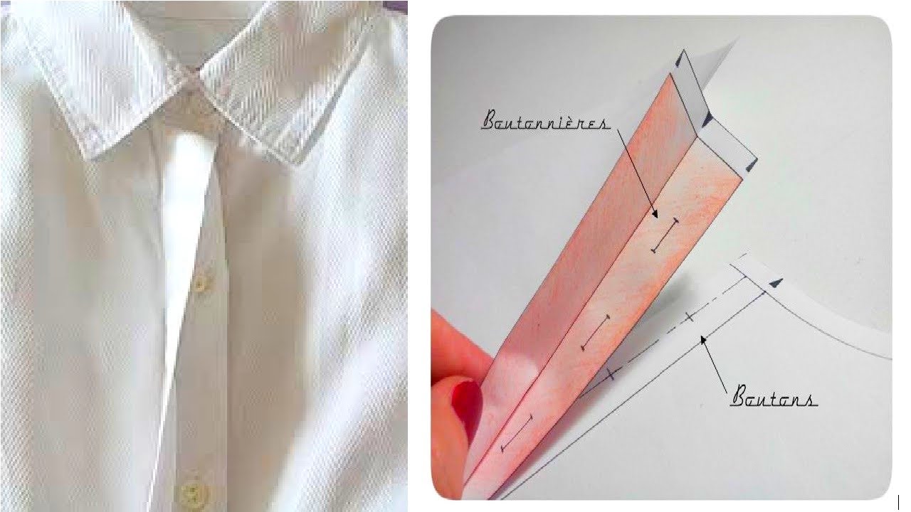 طريقة تفصيل و خياطة المرد المخفي البانضة السحرية المرد المزدوج/patte de boutonnage invisible