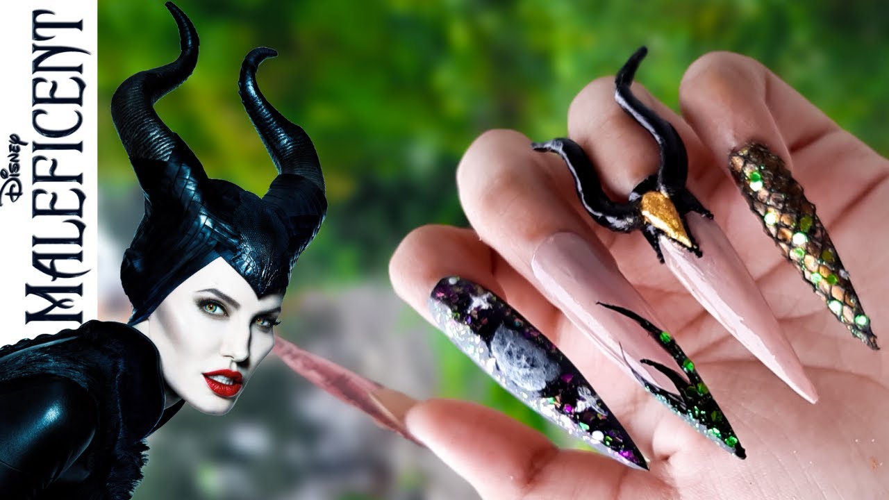 Disney Maleficent: Mistress of Evil 3D Nail Art || Halloween Nails