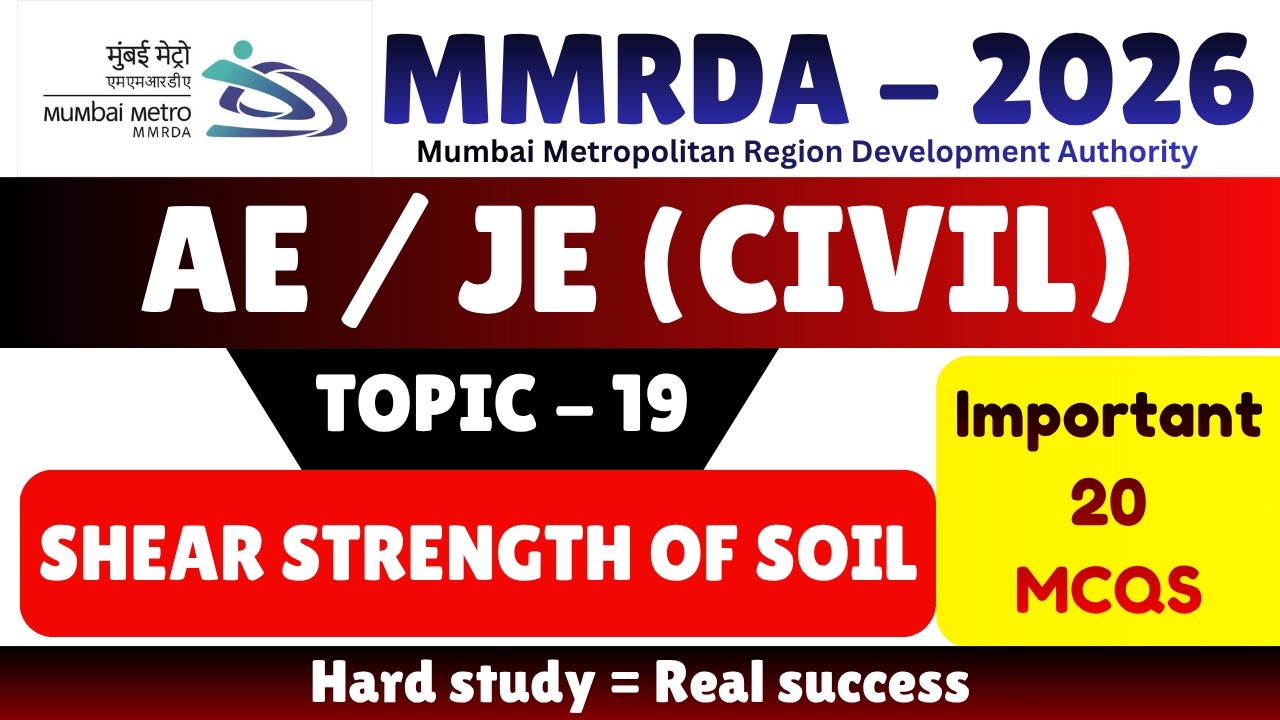 Shear Strength of Soil MCQS | MMRDA JE Civil MCQS Notes 2026 | MMRDA Civil Engineer MCQS 2026 PDF