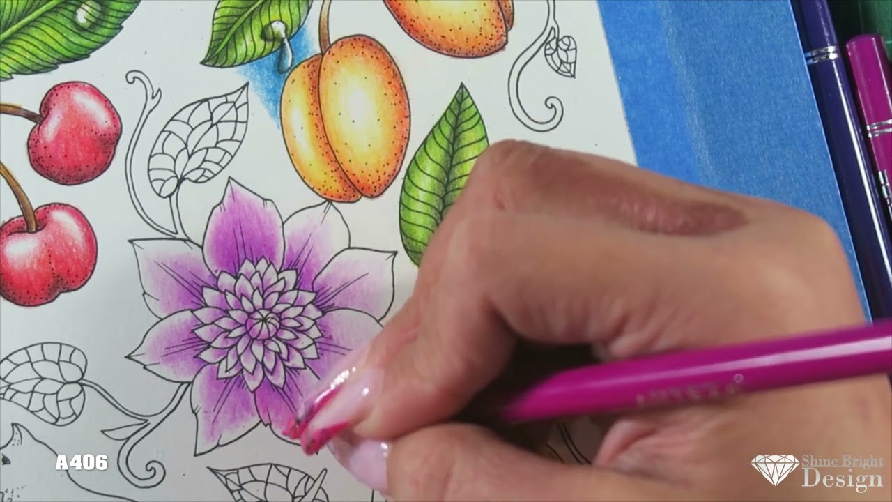 Tutorial Part 3 - Maria trolle bloomstermandala-how to colour cherries and peaches/apricots