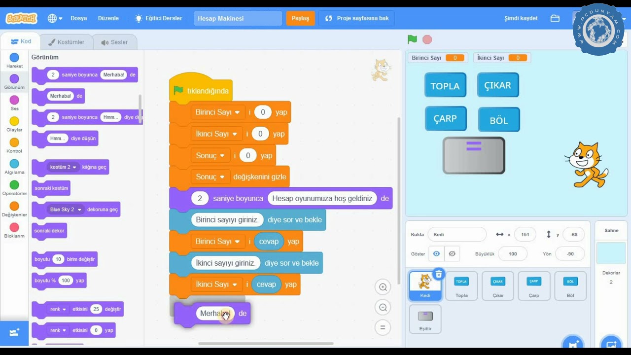 Scratch 6. Ders Hesap Makinesi Yapımı