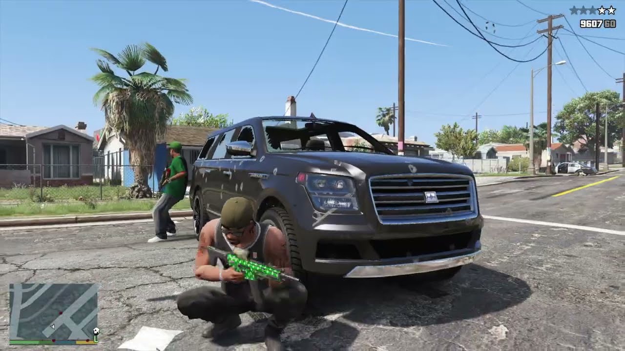 GTA 5 - Franklin & Lamar Ballas Grove Street Gang War + Five Star Escape [VE:DGA]