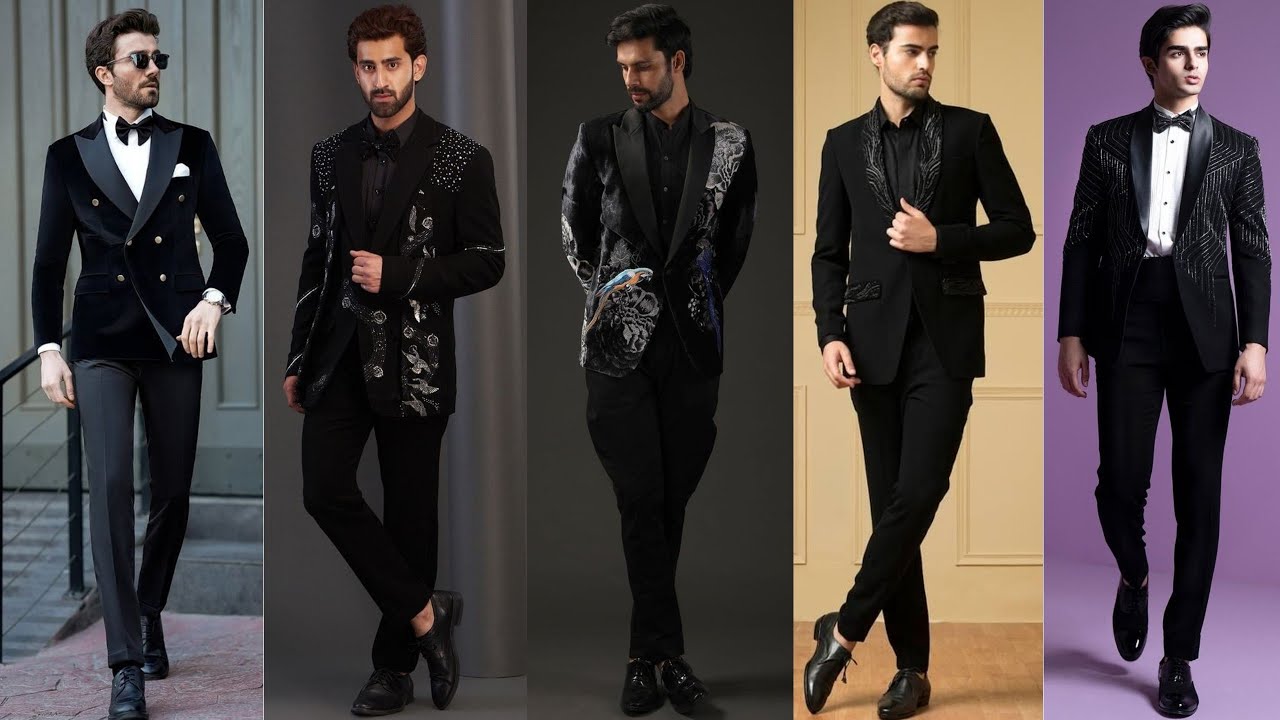 Black Designer Tuxedo Hand Embroidered Suit | Black Tuxedo Suit | Wedding Suit For Men | Tuxedo Suit
