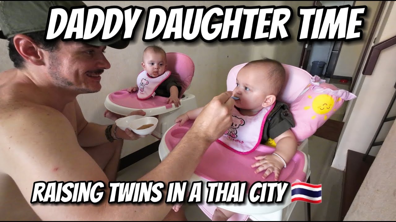 Daddy Daughter Time. Thai Twins In The Isaan City