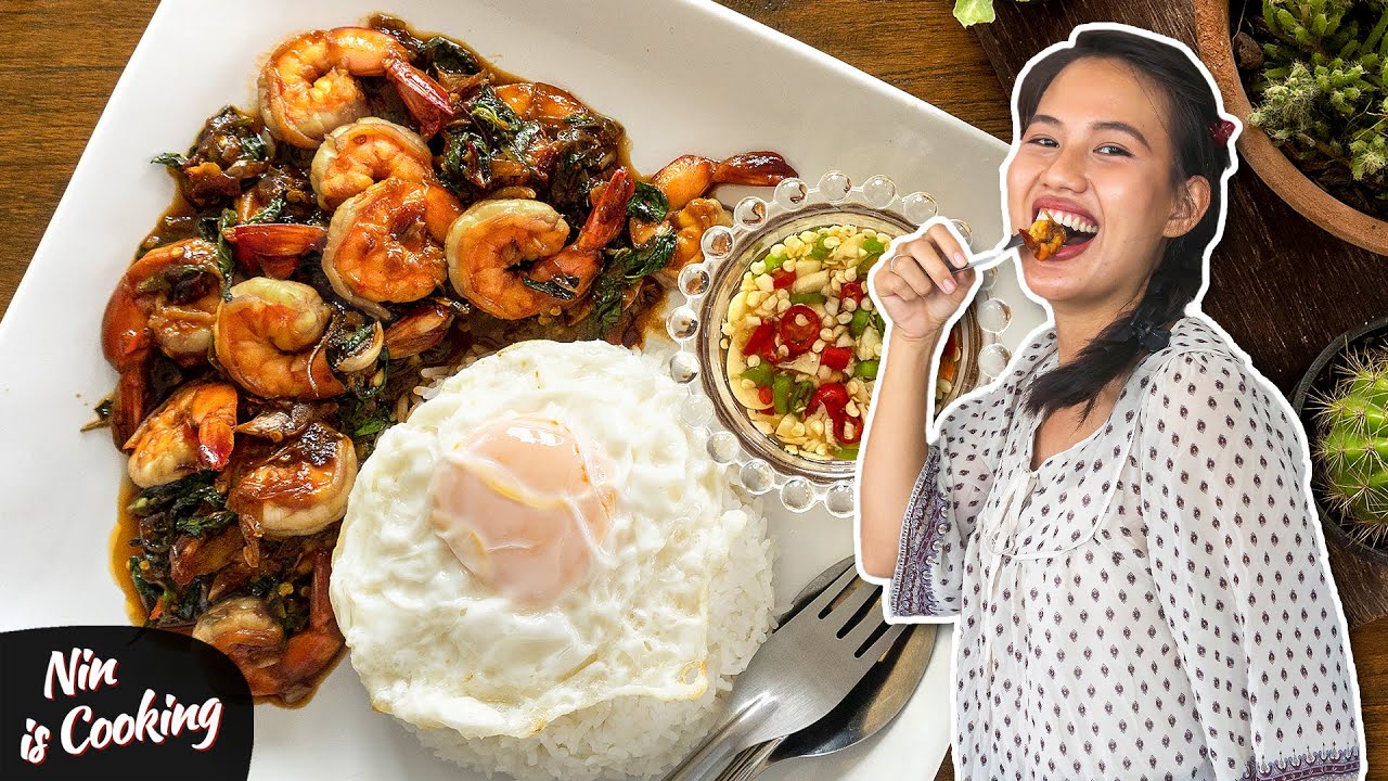 Pad Krapow Goong • Thai Basil Shrimp Stir Fry • Nin is Cooking