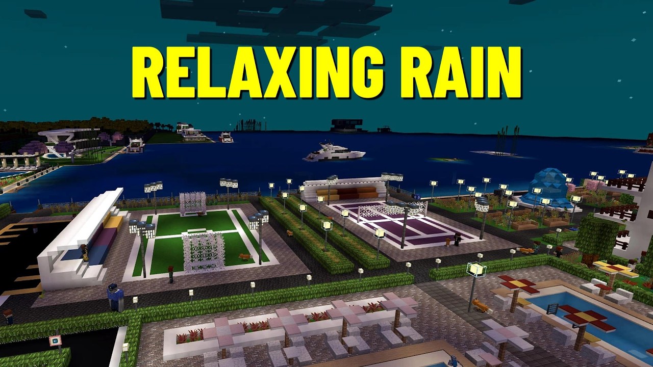 Minecraft Rain by the Ocean 🌧 Relaxing Night Coastal Ambience for Sleep & Study (No Music)