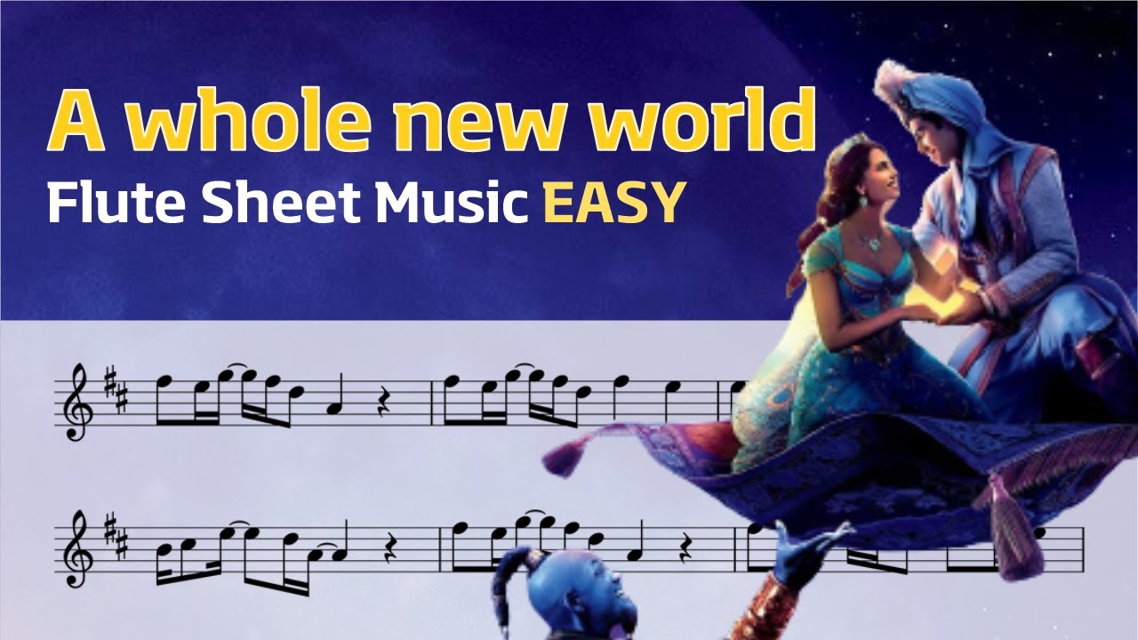 Disney Aladdin (알라딘 OST) - 'A Whole New World' Sheet Easy 쉬운 악보 / Flute Cover / 플룻 바이올린 색소폰 클라리넷 연주
