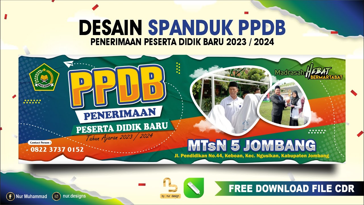 Free CDR - Desain Banner PPDB Penerimaan Peserta Didik Baru #nurdesigns