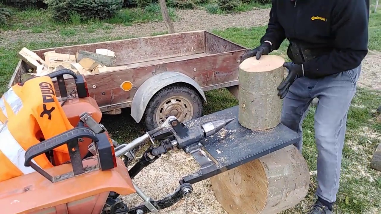 Kuželová štiepačka za malotraktor Kubota - Kegelspalter zapfwelle - Log Splitter Tractor PTO