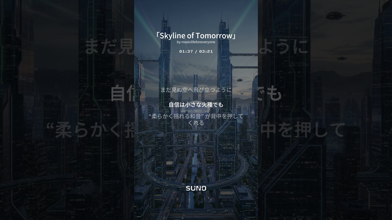 【8th Album 創作曲】「Skyline of Tomorrow」(suno No.93) #創作曲 #音史 #music #piano #skylineoftomorrow #歌詞動画 #音楽