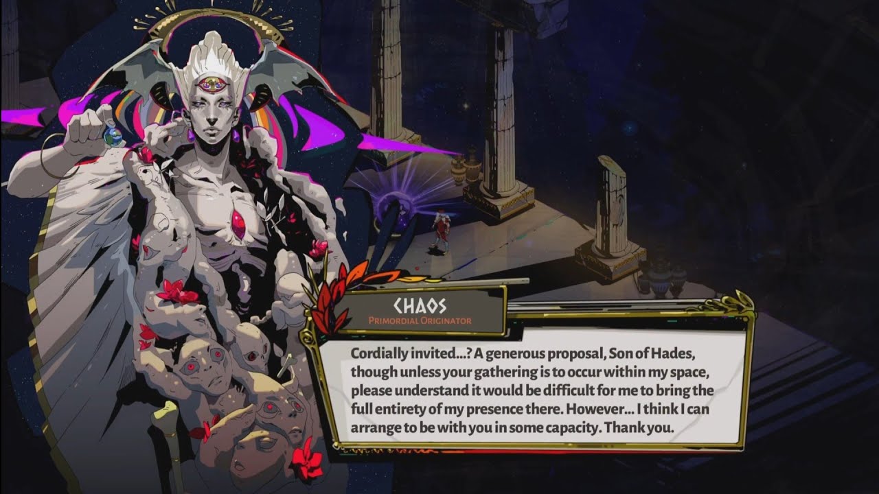 Zagreus invites Chaos to the family feast - Hades