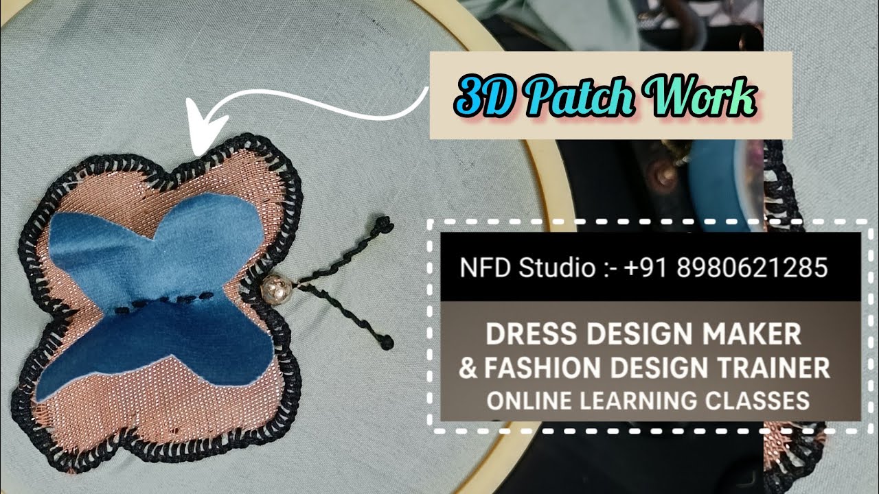 Butterfly 3D Patch Work Design in Learn Online Fashion Design Diploma Course with NFD Studio 