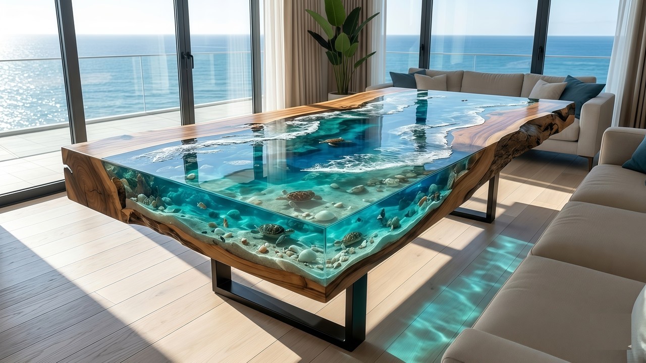 How I Rotten Wood Into A Stunning And Vibrant Ocean Epoxy Table