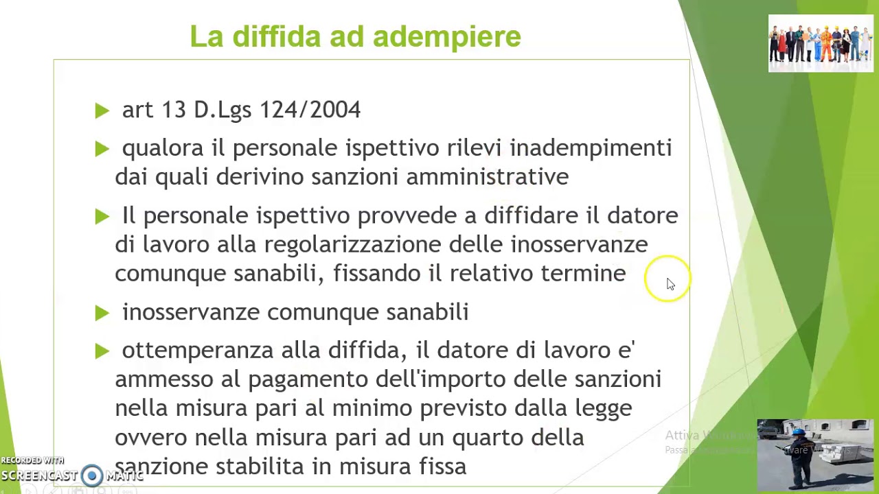 INL  - Potere di diffida