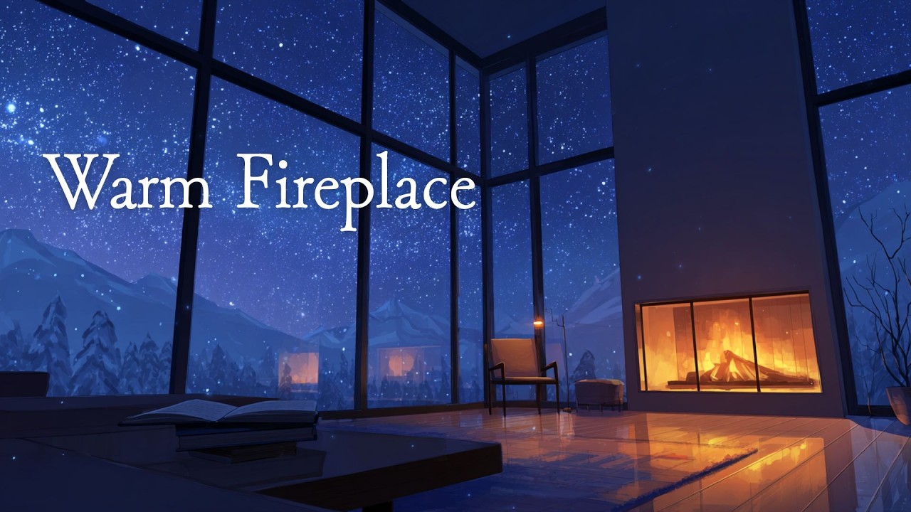 [Sleep BGM] Fireplace & Starlight – Deep Sleep Piano (1 Hour)