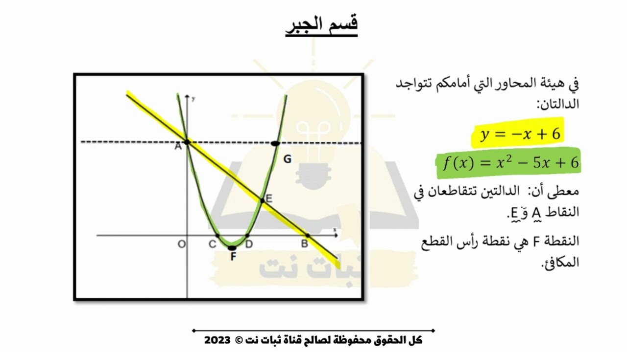 بحث شامل للدالة التربيعية للصف التاسع