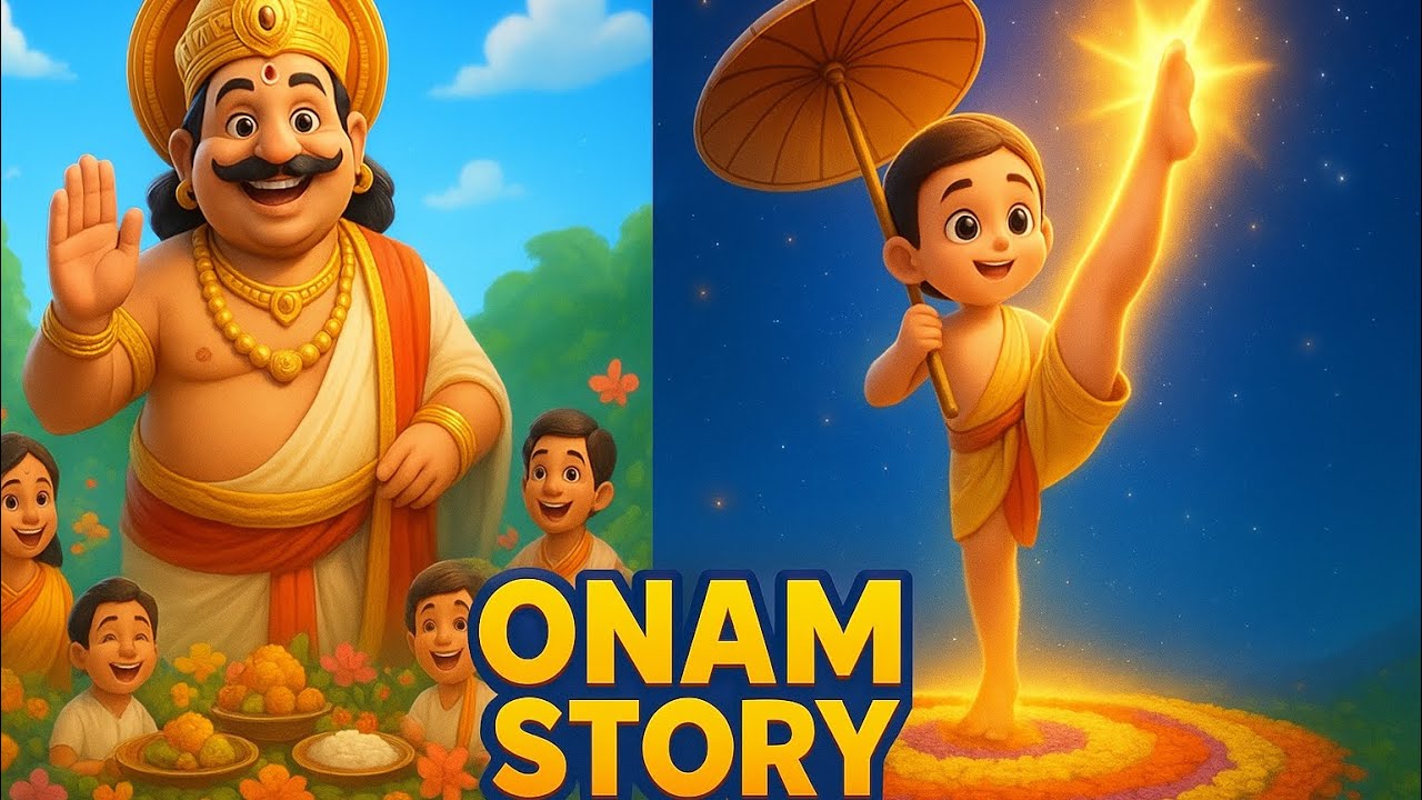 Onam Story for Kids | King Mahabali & Vamana Avatar | Animated Mythology in English