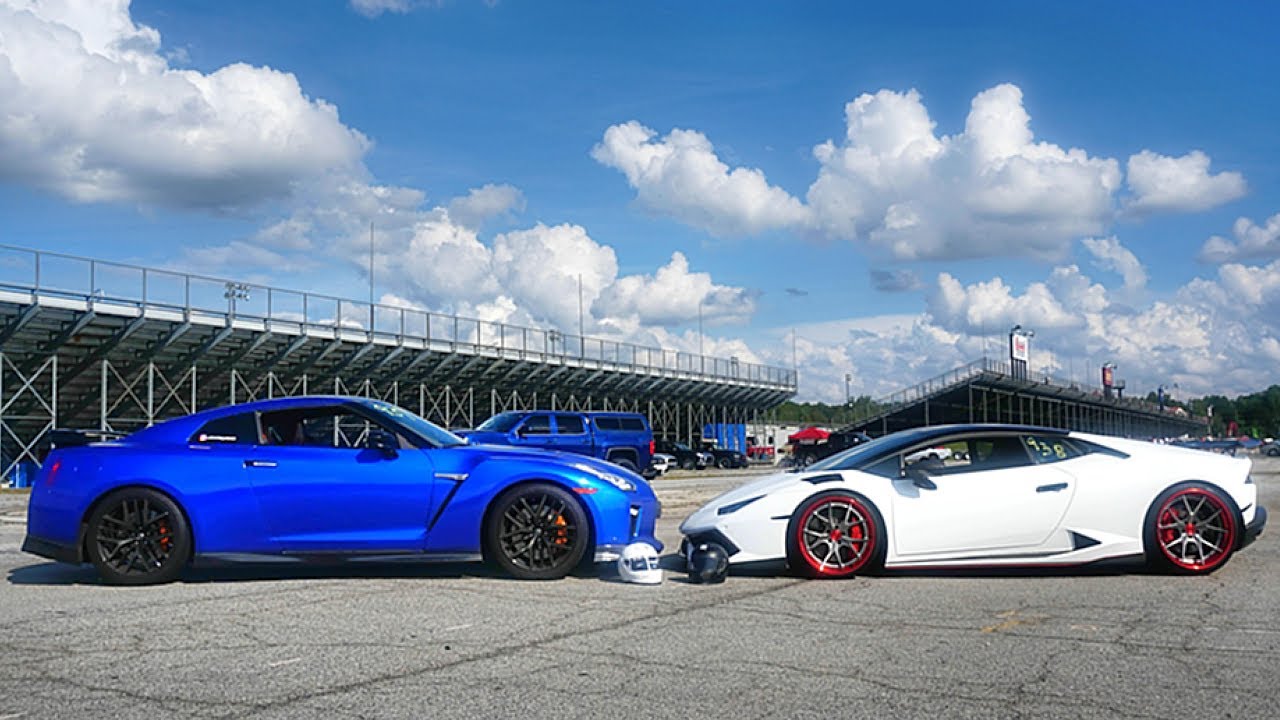 DAY 45 - Nissan GTR vs Lamborghini Huracan 1/4 MILE DRAG RACE!!!