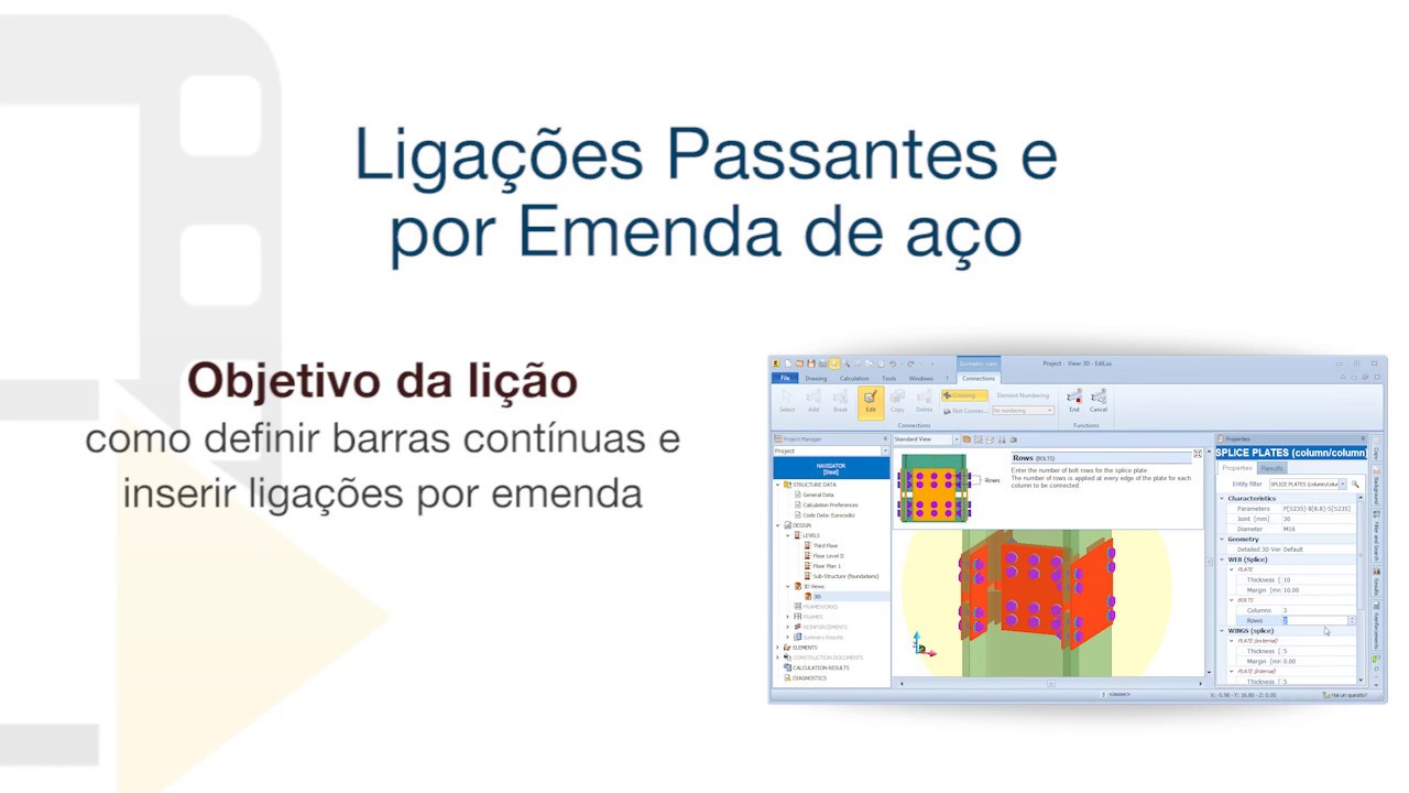Vídeo Tutorial de EdiLus - Ligações Passantes e por emenda de aço - ACCA software