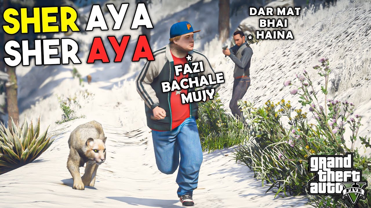 FAZI SAVED JIMMY FROM LION | GTA 5 | Real Life Mods #263 | URDU |