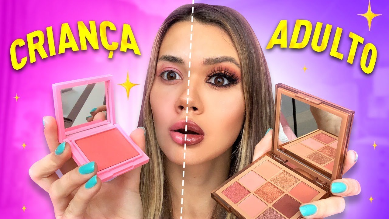 MAKE DE CRIANÇA vs ADULTA! Batalha de produtos ✨