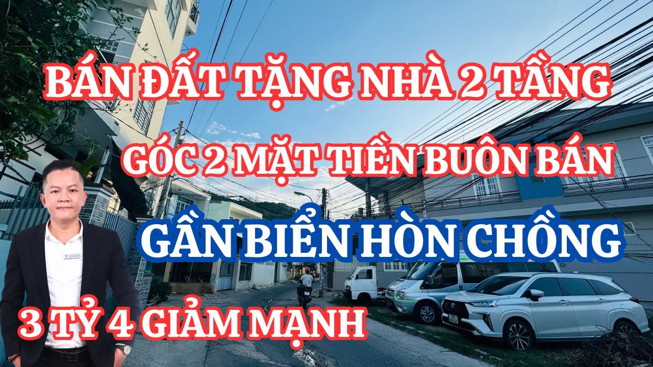 Bán đất tặng nhà 2 tầng gần Biển Hòn Chồng Nha Trang. Nhà 2 mặt tiền đường buôn bán quá là rẻ
